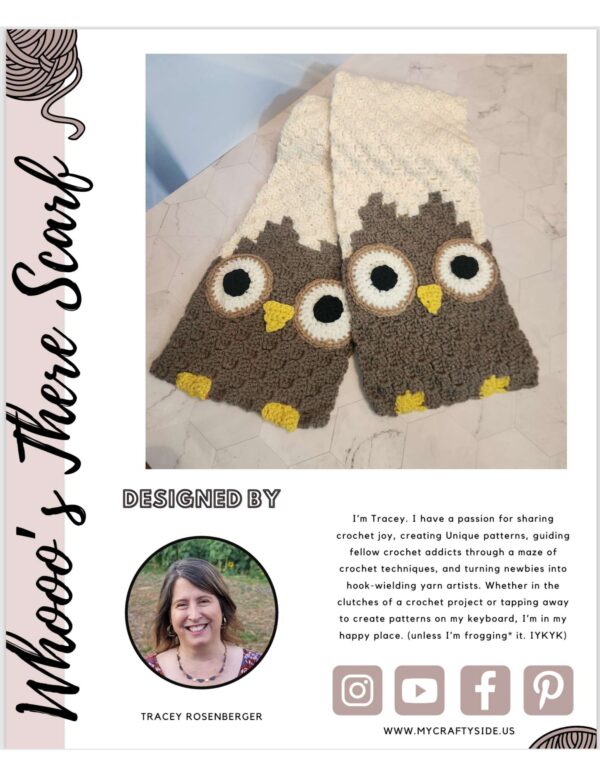 Whooooo's There? Owl Scarf Crochet Pattern - Image 2