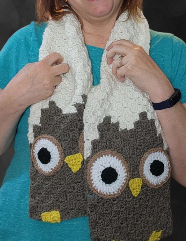 Whooooo's There? Owl Scarf Crochet Pattern - Image 5