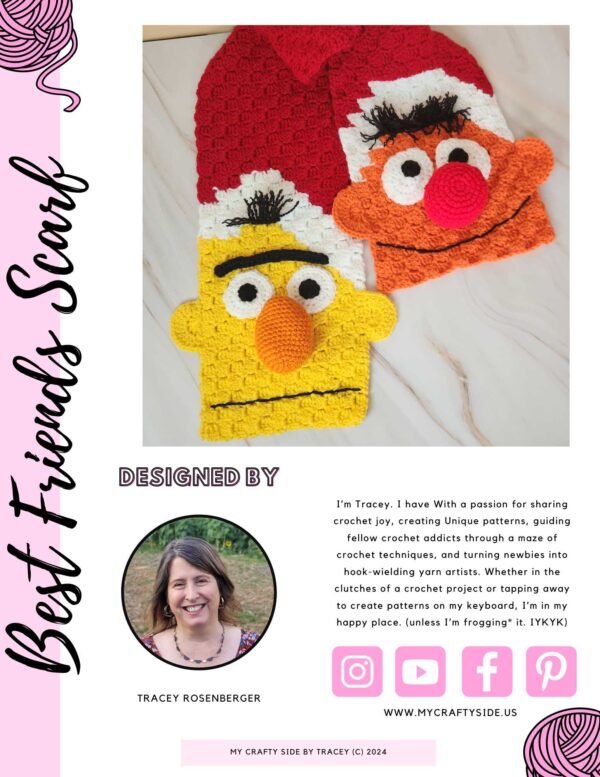 CROCHET PATTERN: Bert and Ernie Character Scarf - Image 2